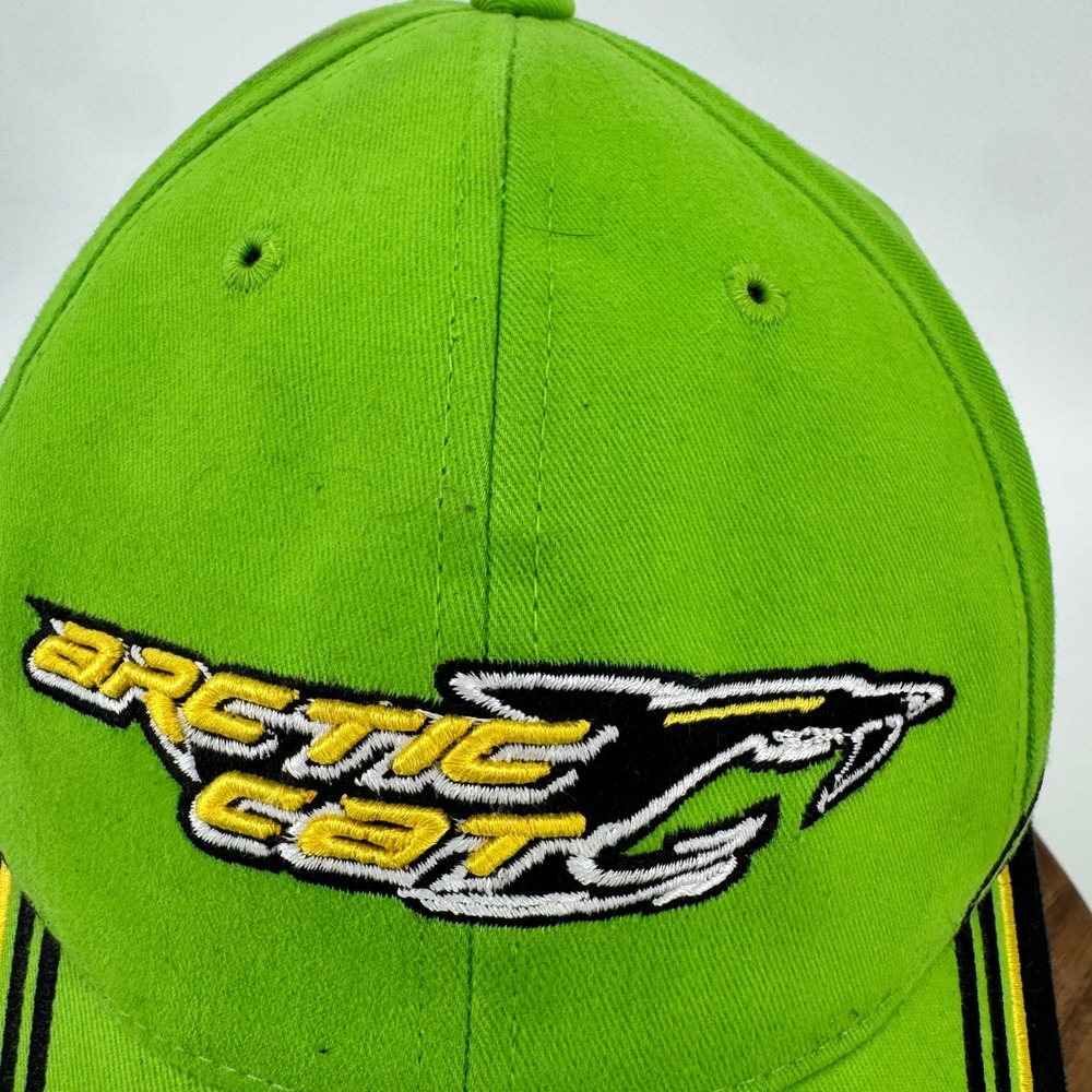 Arctic Cat Hat Men OSFA Green Black Embroidered Snowmobile Racing Baseball Cap - Picture 2 of 16
